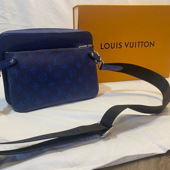 Louis Vuitton Trio Messenger Bag Monogram Taigarama Blue - Picture 1 of 14